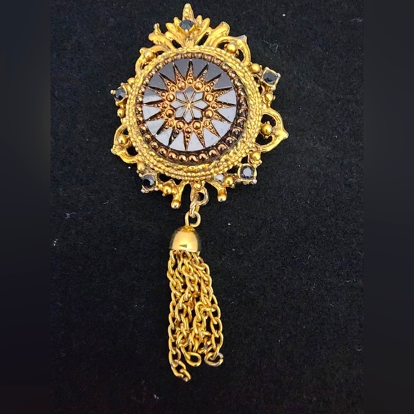 Jewelry - SE24 Denise Gold and Black Pendant with Tassel